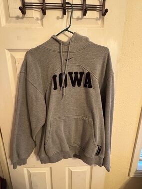 Nike Gray 'IOWA' Pullover Hoodie with Black Lettering